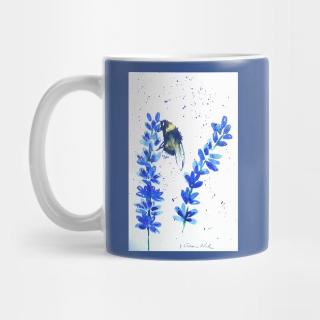 Bumble bee and Blue flowers by Casimirasquirkyart